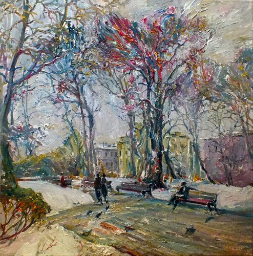 Winter in the Park di Artem Brazhnik, Pittura in vendita su Singulart
