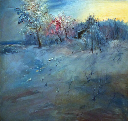 Snowy winter van Artem Brazhnik, Schilderij te koop op Singulart