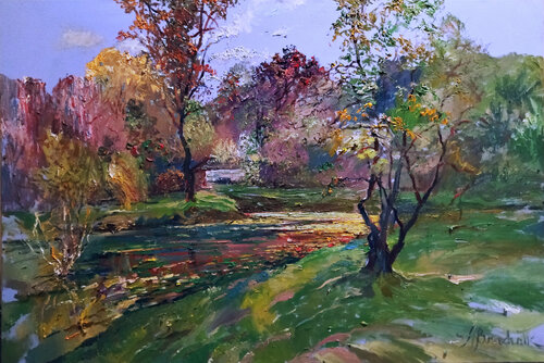 Summer in the Village van Artem Brazhnik, Schilderij te koop op Singulart
