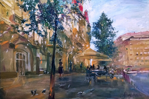 Cafe in Kiev di Artem Brazhnik, Pittura in vendita su Singulart
