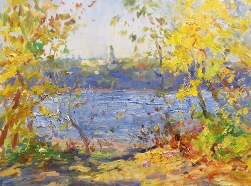 Dnipro river par Artem Brazhnik, Peinture en vente sur Singulart