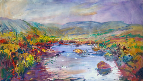 Mountain river par Artem Brazhnik, Peinture en vente sur Singulart