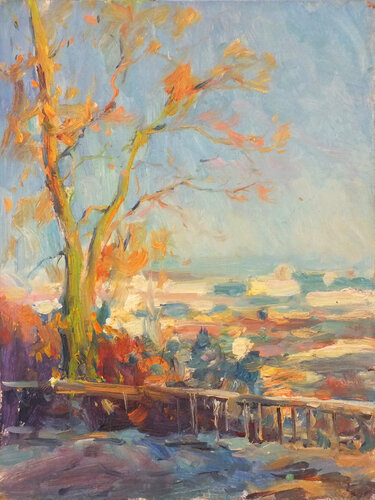 Winter cityscape by Artem Brazhnik, Painting for Sale on Singulart