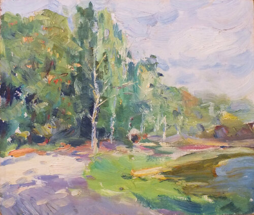 Summer cityscape van Artem Brazhnik, Schilderij te koop op Singulart