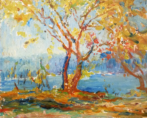 Autumn cityscape di Artem Brazhnik, Pittura in vendita su Singulart