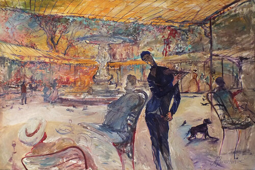 Dining Out di Artem Brazhnik, Pittura in vendita su Singulart