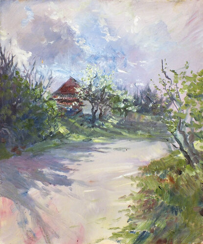 Summer in the village par Artem Brazhnik, Peinture en vente sur Singulart
