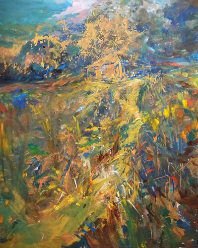 In the village par Artem Brazhnik, Peinture en vente sur Singulart