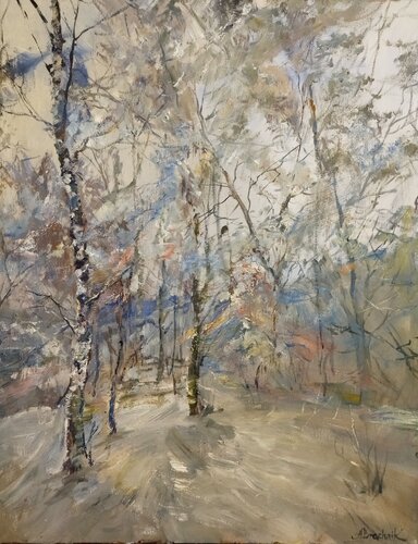 Snowy winter van Artem Brazhnik, Schilderij te koop op Singulart