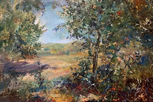 Autumn in the Village di Artem Brazhnik, Pittura in vendita su Singulart