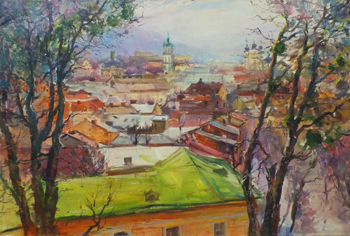 Spring in Lviv di Artem Brazhnik, Pittura in vendita su Singulart