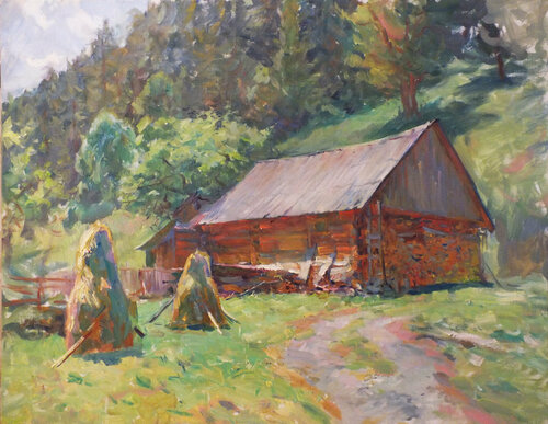 Sunny day in the Carpathian Mountains di Artem Brazhnik, Pittura in vendita su Singulart