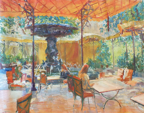 Lunch at the restaurant di Artem Brazhnik, Pittura in vendita su Singulart