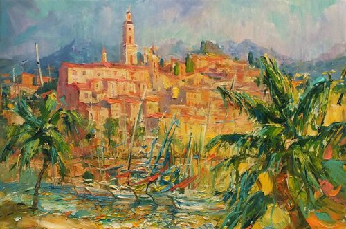 Menton, France par Artem Brazhnik, Peinture en vente sur Singulart