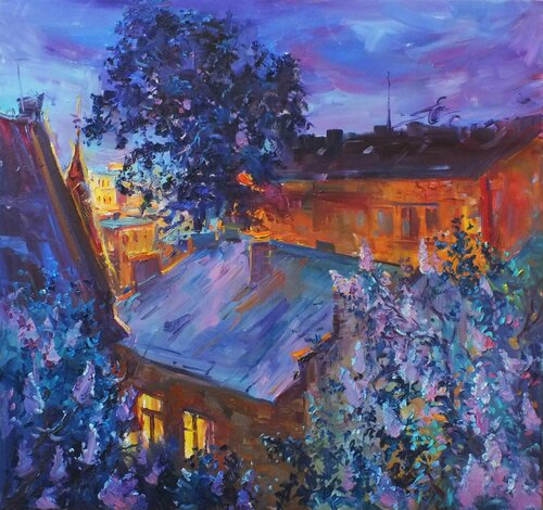 Night in Lviv van Artem Brazhnik, Schilderij te koop op Singulart