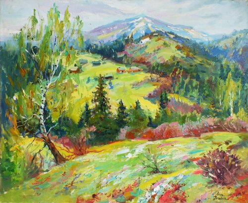Spring in the Mountains van Artem Brazhnik, Schilderij te koop op Singulart