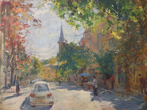 Street in Kiev by Artem Brazhnik, Painting for Sale on Singulart