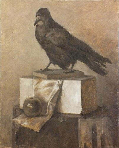 Still life with Crow par Artem Brazhnik, Peinture en vente sur Singulart