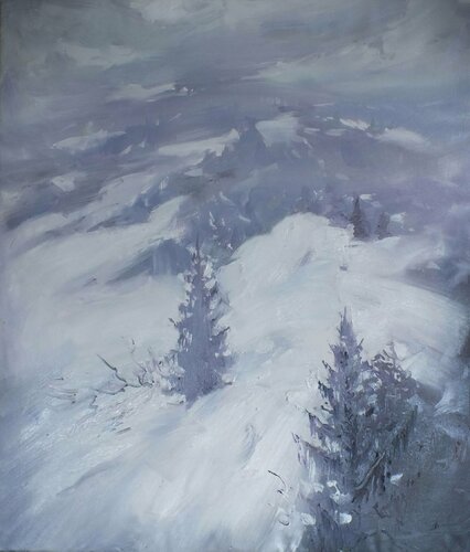 Snowy winter di Artem Brazhnik, Pittura in vendita su Singulart