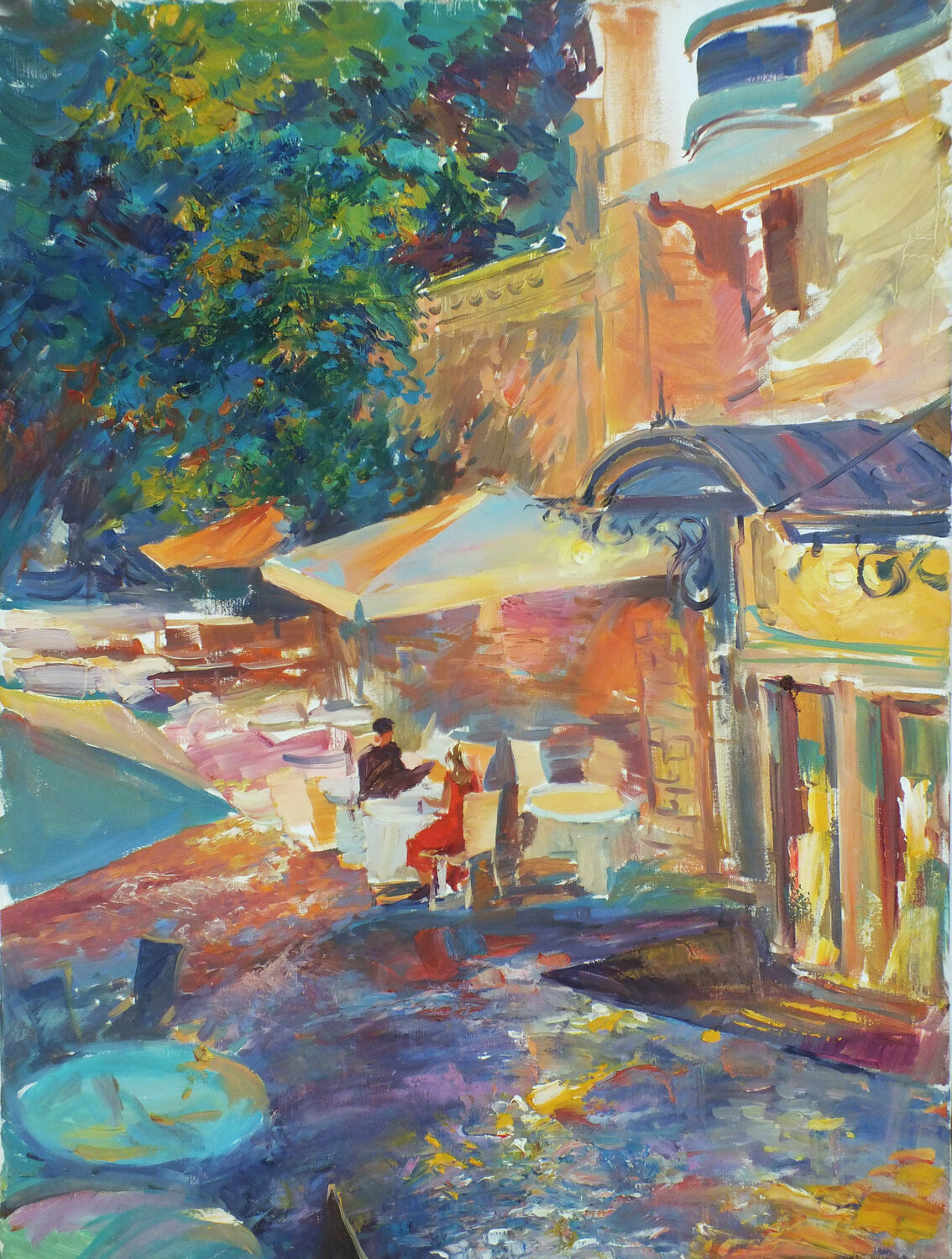 Evening at a Restaurant Artem Brazhnik Dipinto originale in vendita