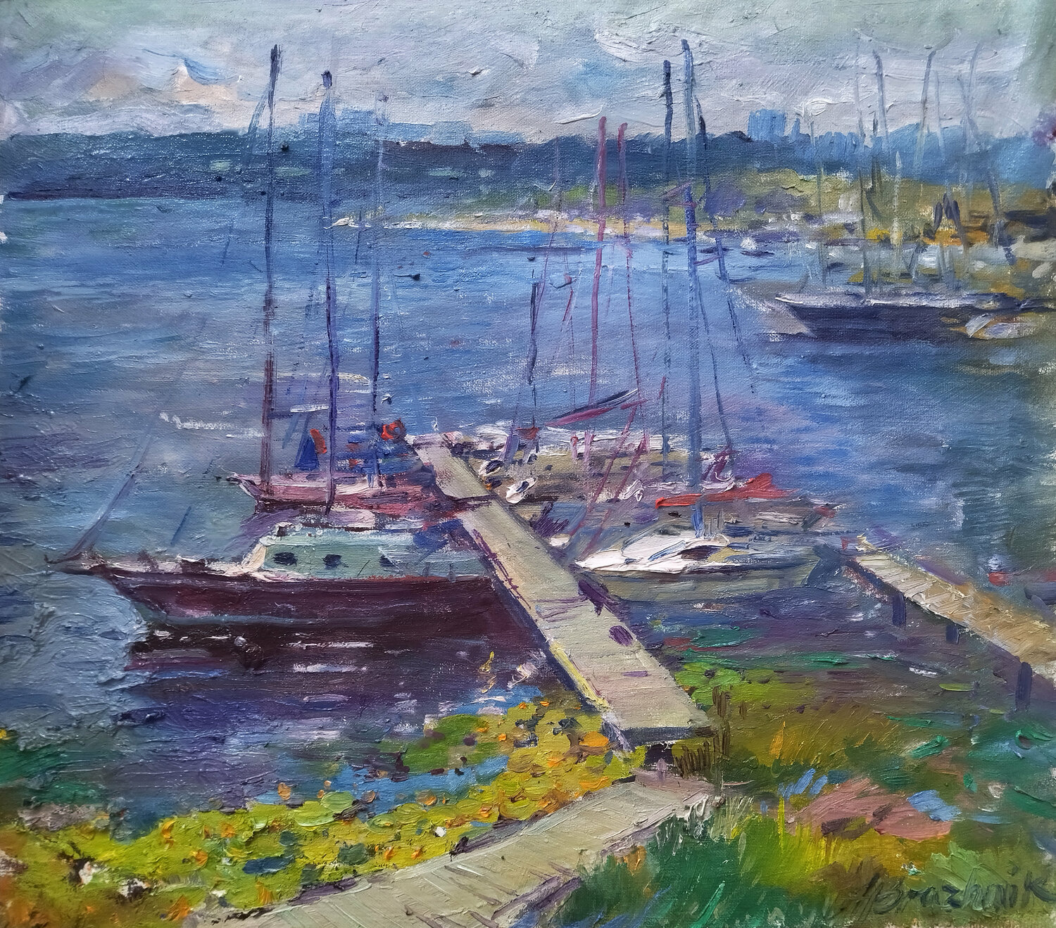 Summer, Yacht club Artem Brazhnik Originalgemälde zu verkaufen