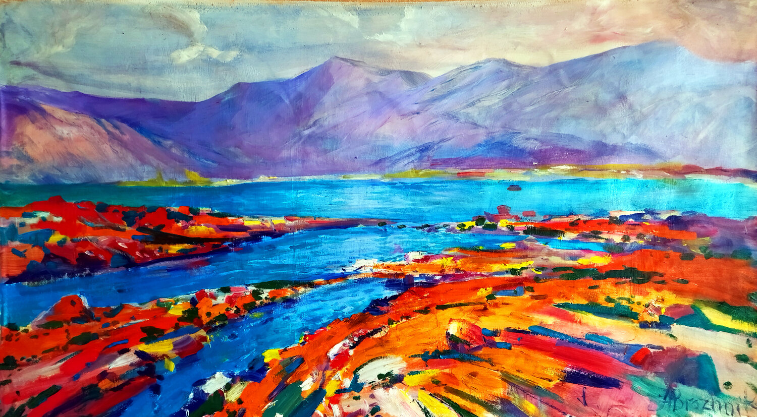 Mountain river Artem Brazhnik Pintura original en venta