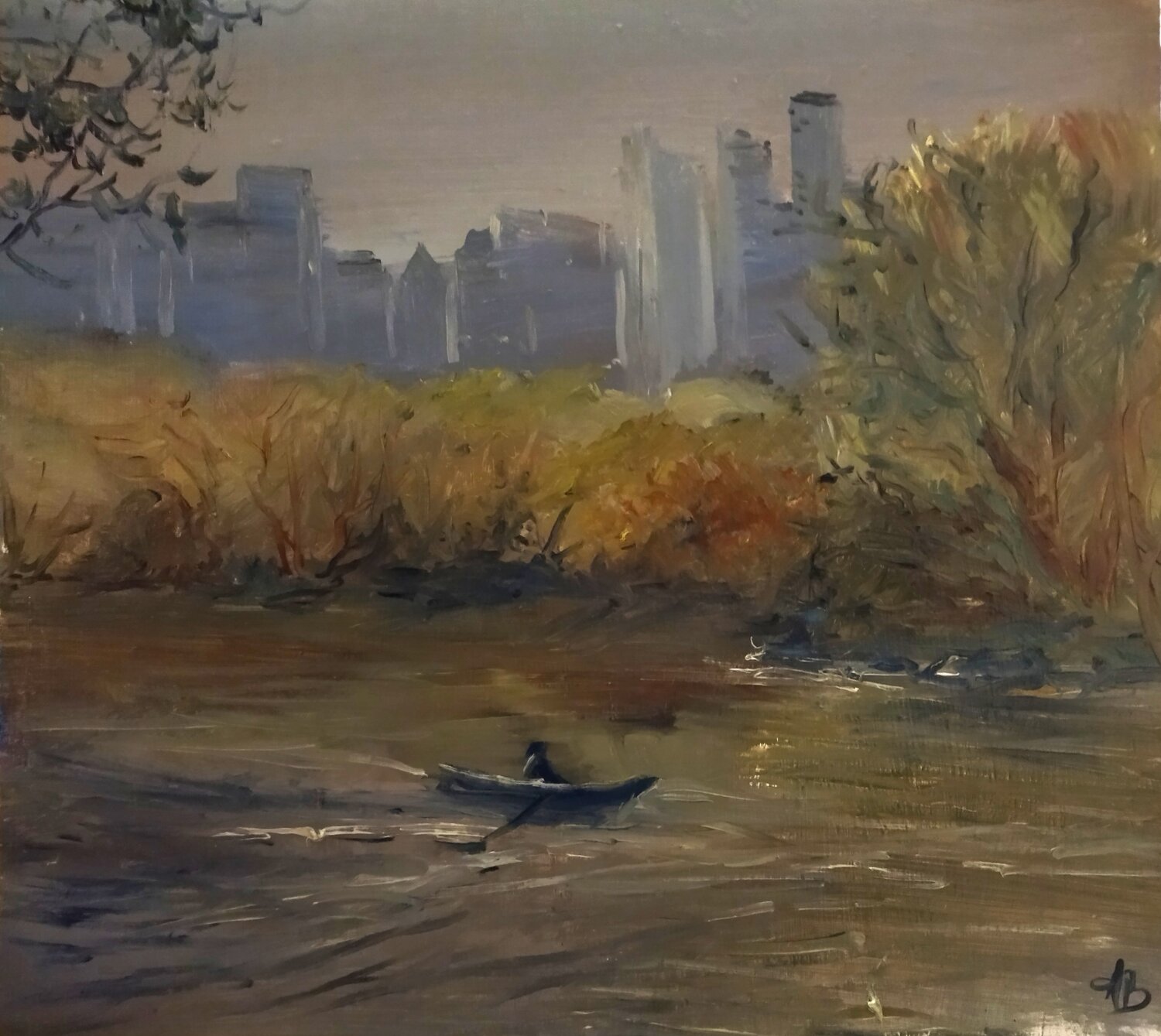 Autumn in Central Park Artem Brazhnik Originalgemälde zu verkaufen