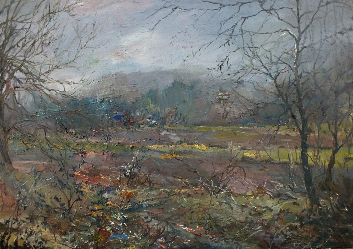 Winter in The Village Artem Brazhnik Originalgemälde zu verkaufen