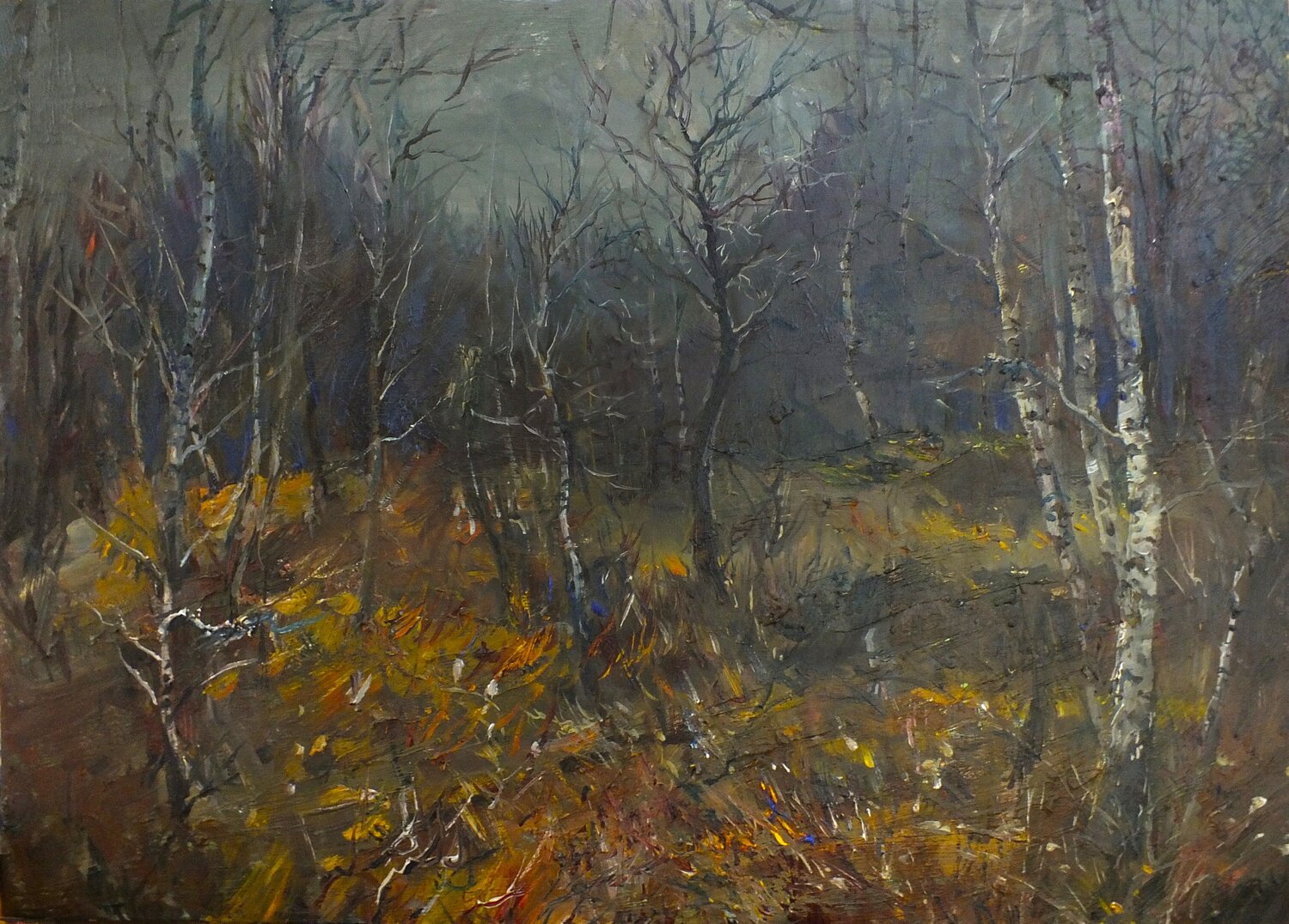 Early Winter in The Forest Artem Brazhnik Originalgemälde zu verkaufen