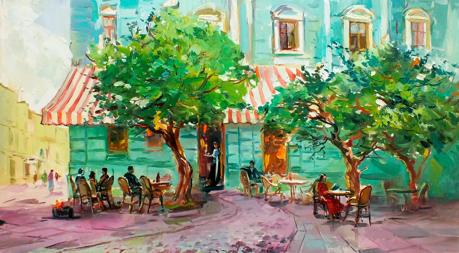 At a cafe Artem Brazhnik Peinture originale à vendre