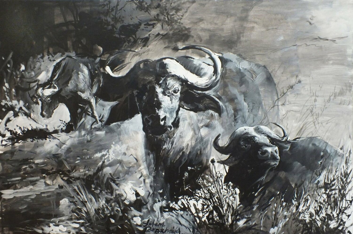 Bulls Artem Brazhnik Dipinto originale in vendita