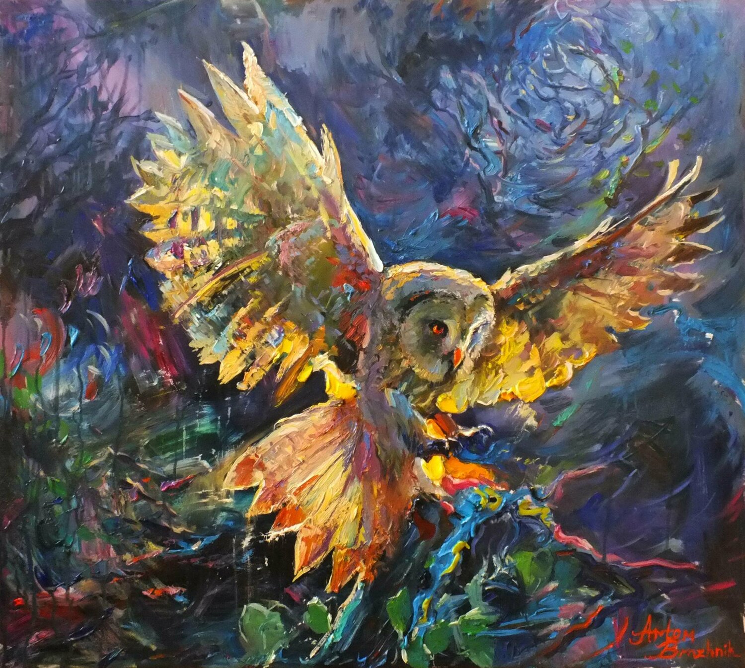 Night Owl Artem Brazhnik Origineel schilderij te koop