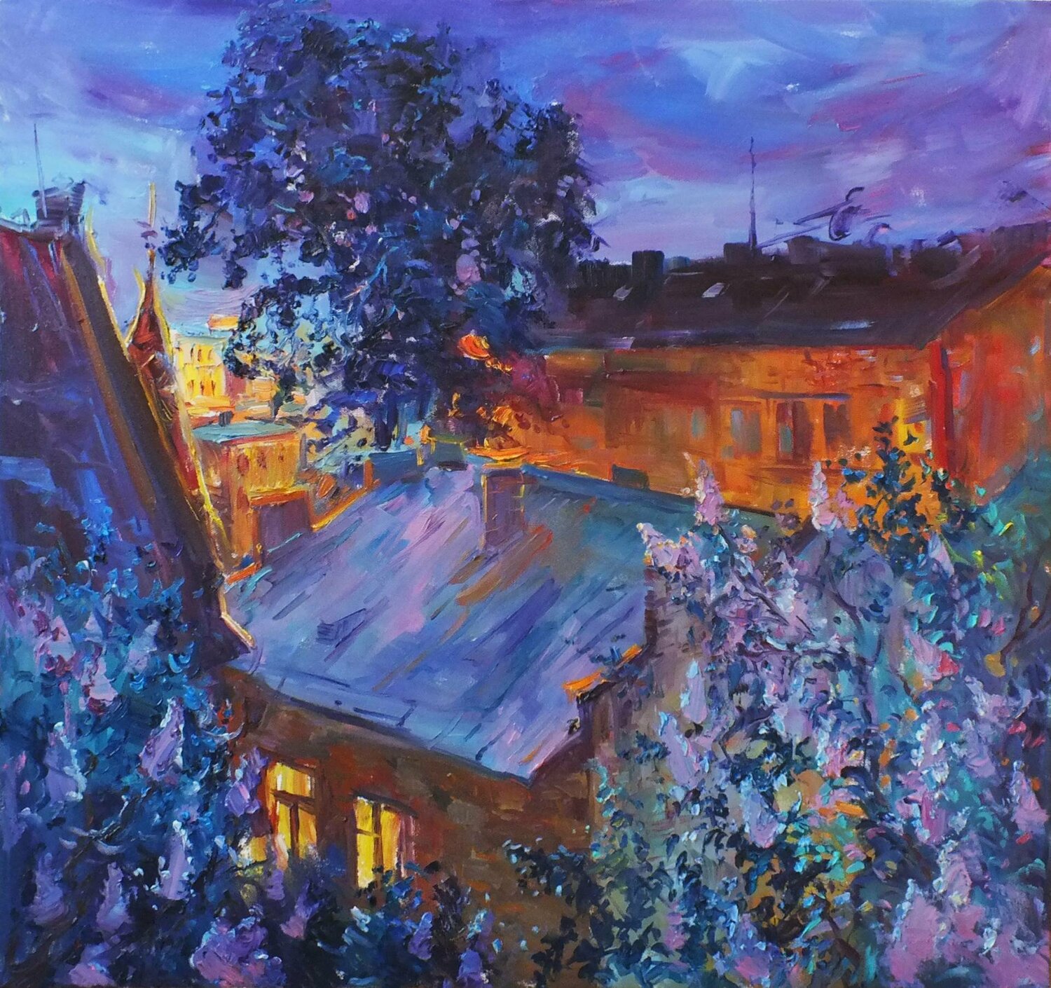 Night in Lviv Artem Brazhnik Originalgemälde zu verkaufen