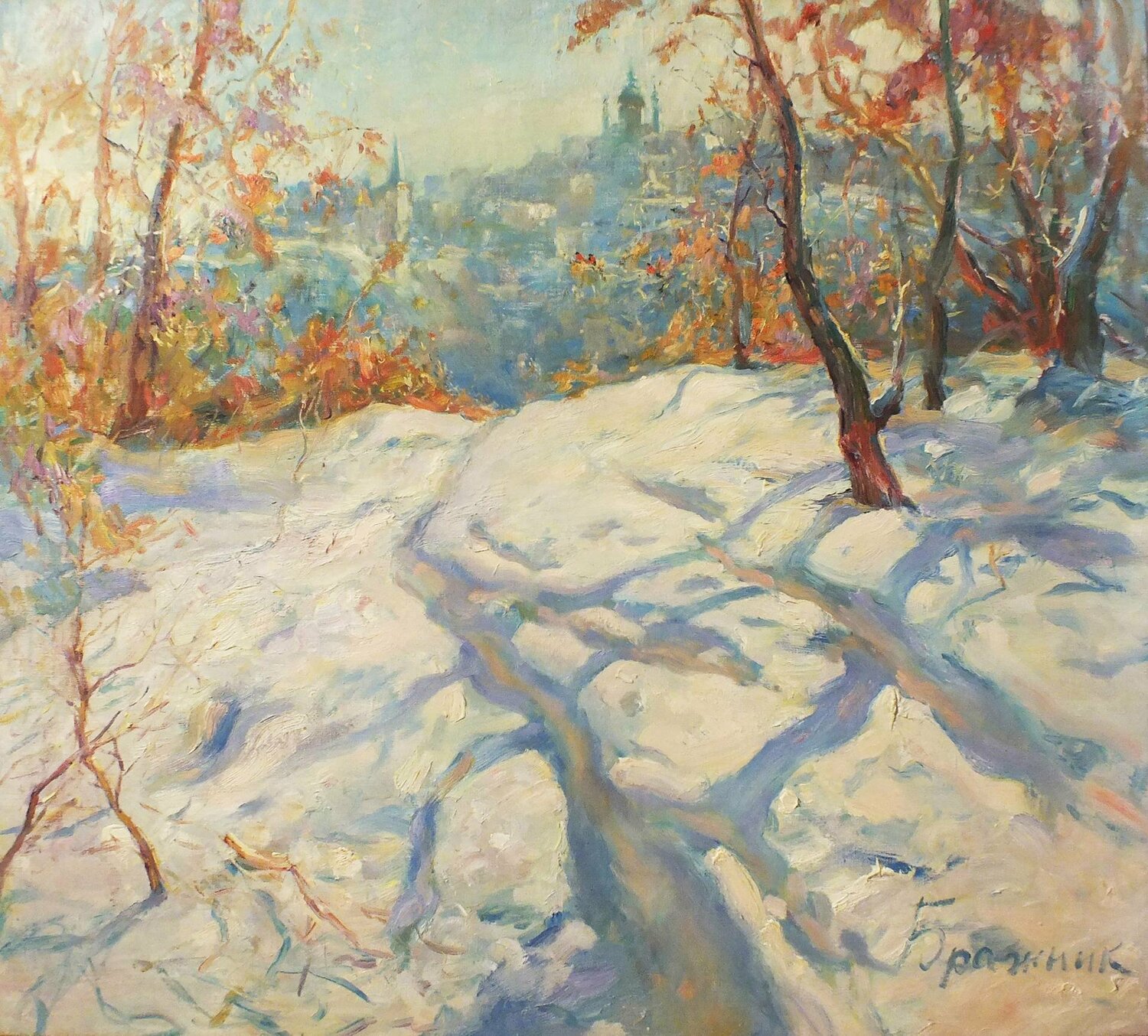 Snowy winter Artem Brazhnik Dipinto originale in vendita