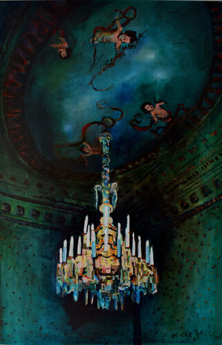 Soestdijk V, chandelier with angels on the ceiling van Jonker Mieke, Schilderij te koop op Singulart