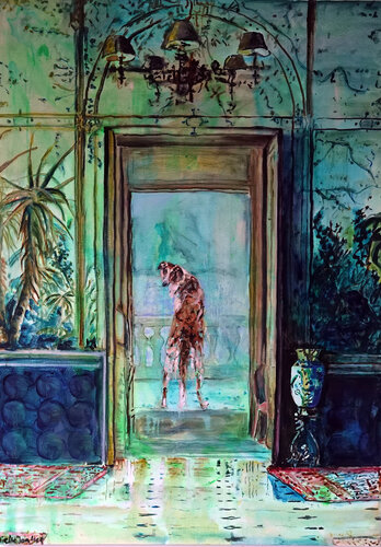 Dogs and Sofas I van Jonker Mieke, Schilderij te koop op Singulart