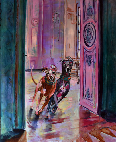 Dogs and Sofas III de Jonker Mieke, Pintura a la venta en Singulart