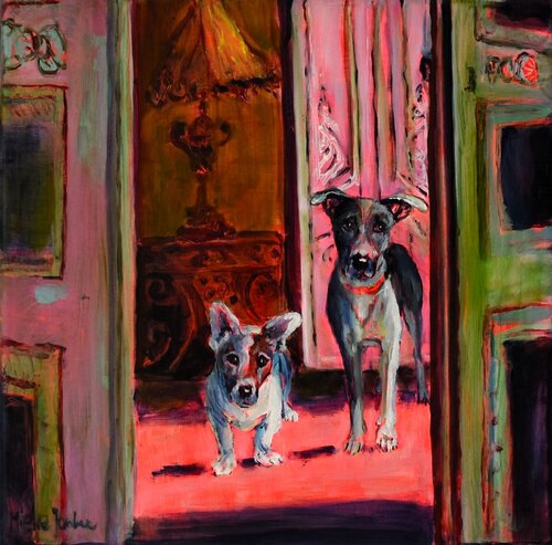 Dogs and Sofas VII de Jonker Mieke, Pintura a la venta en Singulart