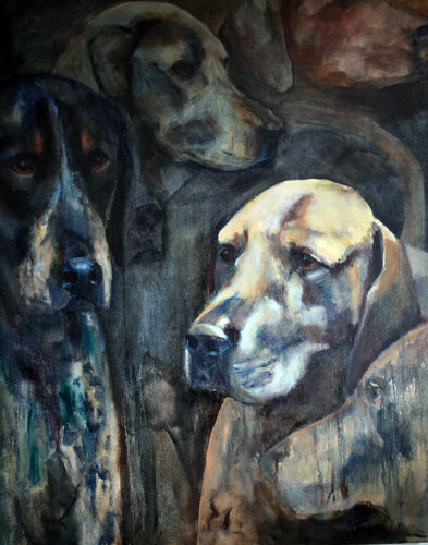 Huntingdogs of Cheverny VI di Jonker Mieke, Pittura in vendita su Singulart