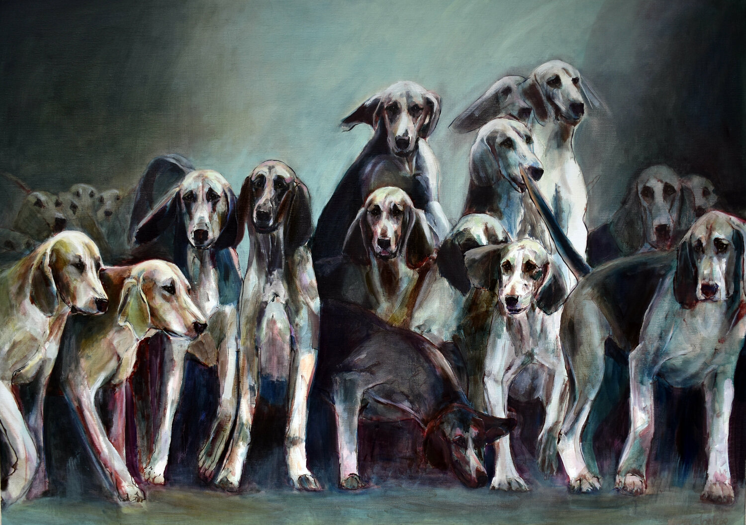 Huntingdogs of Cheverny V Jonker Mieke Originalgemälde zu verkaufen