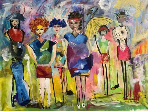 Emilie and her teammates van Marie Manon Corbeil, Schilderij te koop op Singulart