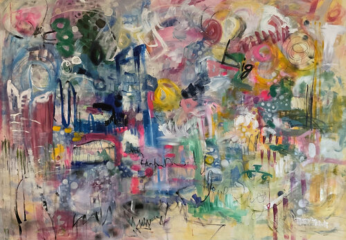 Bubble Wrapped City van Marie Manon Corbeil, Schilderij te koop op Singulart