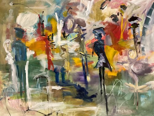 Walking in Central Park van Marie Manon Corbeil, Schilderij te koop op Singulart