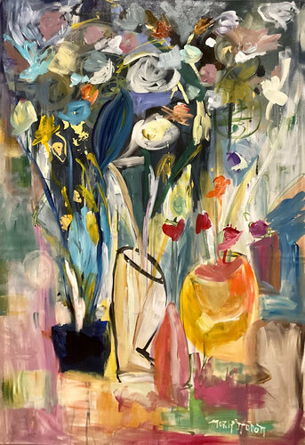 I went to the market avec un p’tit panier sous mon bras van Marie Manon Corbeil, Schilderij te koop op Singulart
