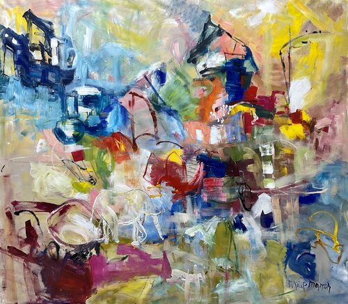 There’s an elephant in the village van Marie Manon Corbeil, Schilderij te koop op Singulart