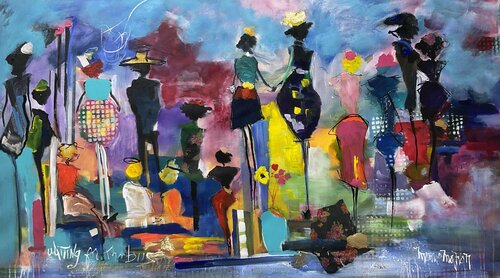 Waiting for the bus van Marie Manon Corbeil, Schilderij te koop op Singulart