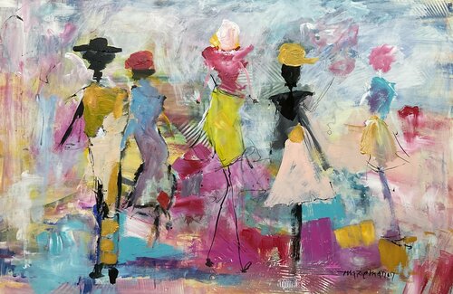 Mademoiselle Plume and her friends van Marie Manon Corbeil, Schilderij te koop op Singulart