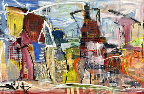 Hillside European  Village di Marie Manon Corbeil, Pittura in vendita su Singulart