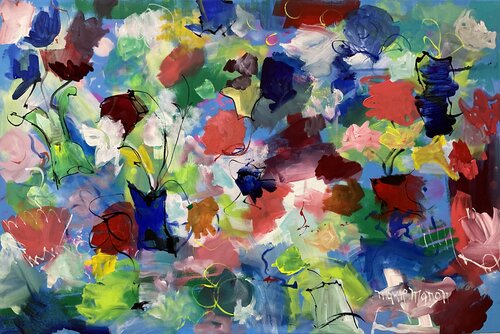 How many vases do you see? van Marie Manon Corbeil, Schilderij te koop op Singulart