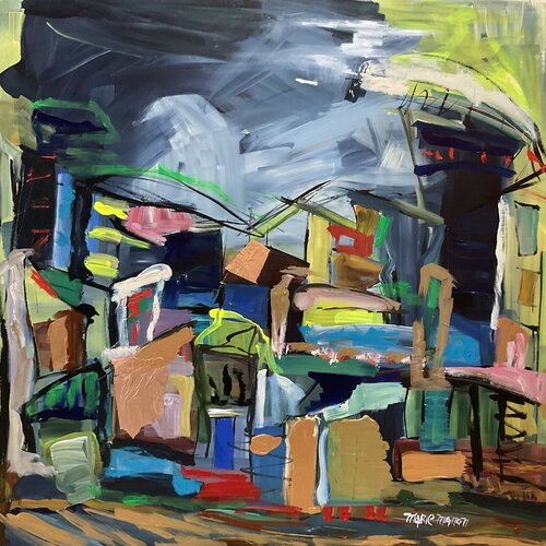 Run, it’s going to rain and it’s Stampede di Marie Manon Corbeil, Pittura in vendita su Singulart
